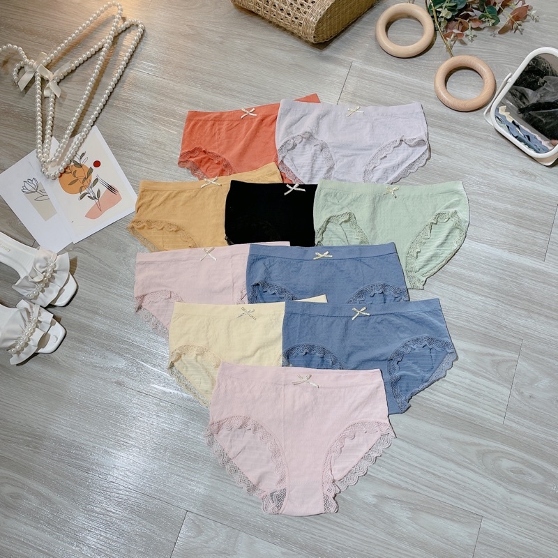 Set 10 Quần lót nữ vải cotton mềm viền ren