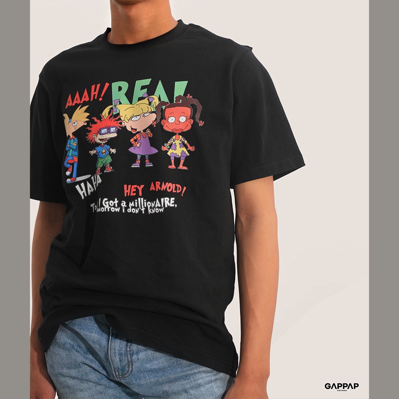 Áo thun nam cổ tròn unisex in hình họa tiết cartoon chất vải thun đẹp cotton 100% cao cấp basic hiện đại giá rẻ