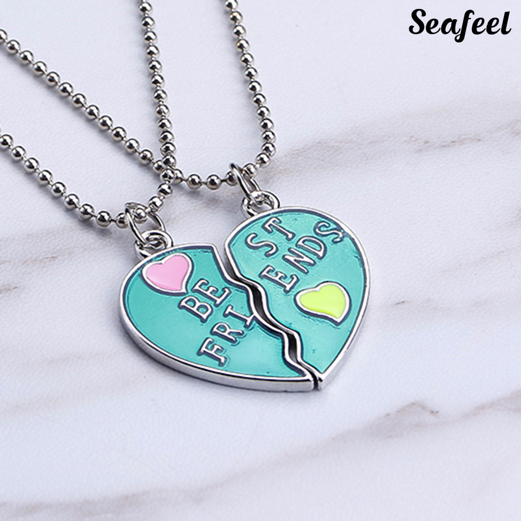 Set 2 vòng cổ Tình Bạn Mặt Nửa Trái Tim Ghép Đôi Khắc Chữ Best Friends