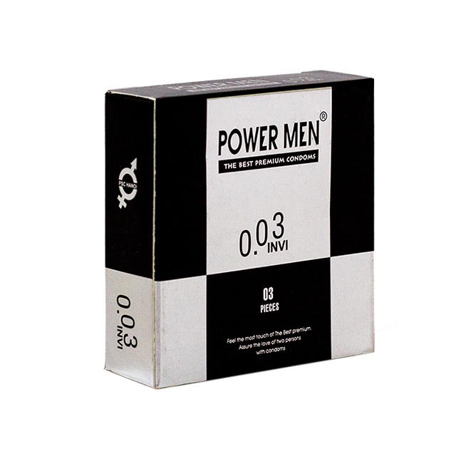 Bao cao su siêu mỏng POWER MEN 0.03 INVI chính hãng cao cấp bcs sieu mong truyền nhiệt nhanh nhiều gel bôi trơn