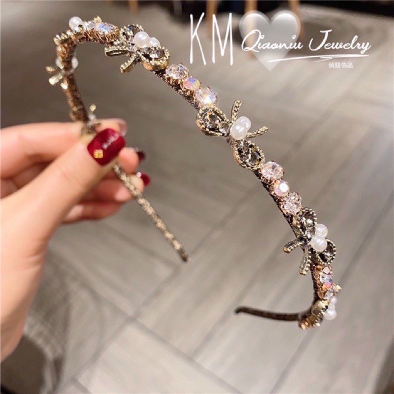 [ RẺ VÔ ĐỊCH ] Bờm đá hoa nơ tiểu thư sang chảnh siêu xinh