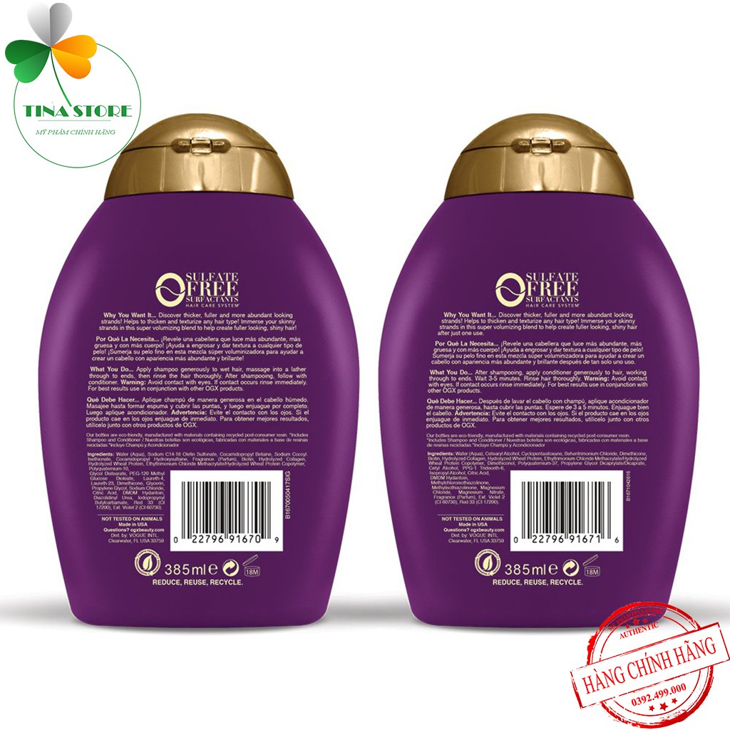 Miễn Ship🔥Cặp Dầu Gội Xả Biotin Collagen OGX 385ML | Mọc Tóc Ngăn Rụng Tóc, Giúp Tóc Chắc Khỏe | Hàng Chính Hãng | BigBuy360 - bigbuy360.vn