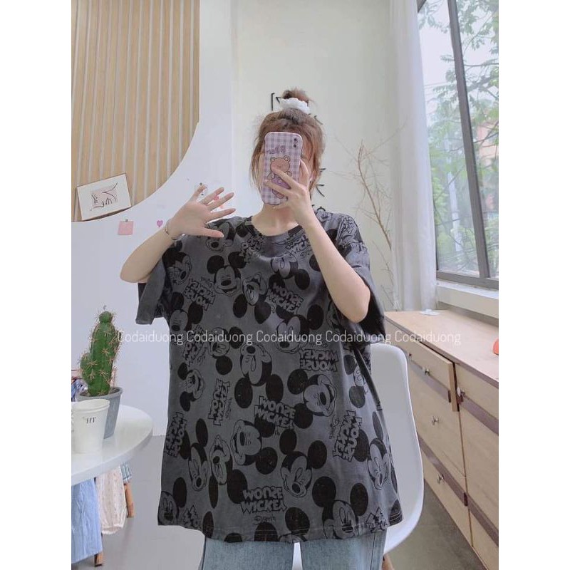 [Rẻ Vô Địch] Áo cotton tay lỡ Unisex mặc đôi ,nhóm , lớp------ Áo MiCKEY FULl