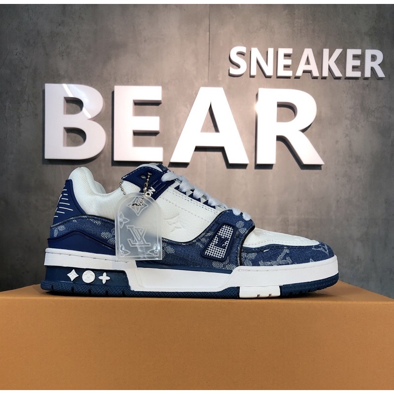Giày thể thao LV Trainer denim bò hàng chuẩn like Au.th [bản đẹp nhất thị trường- Full pk bill túi hãng]