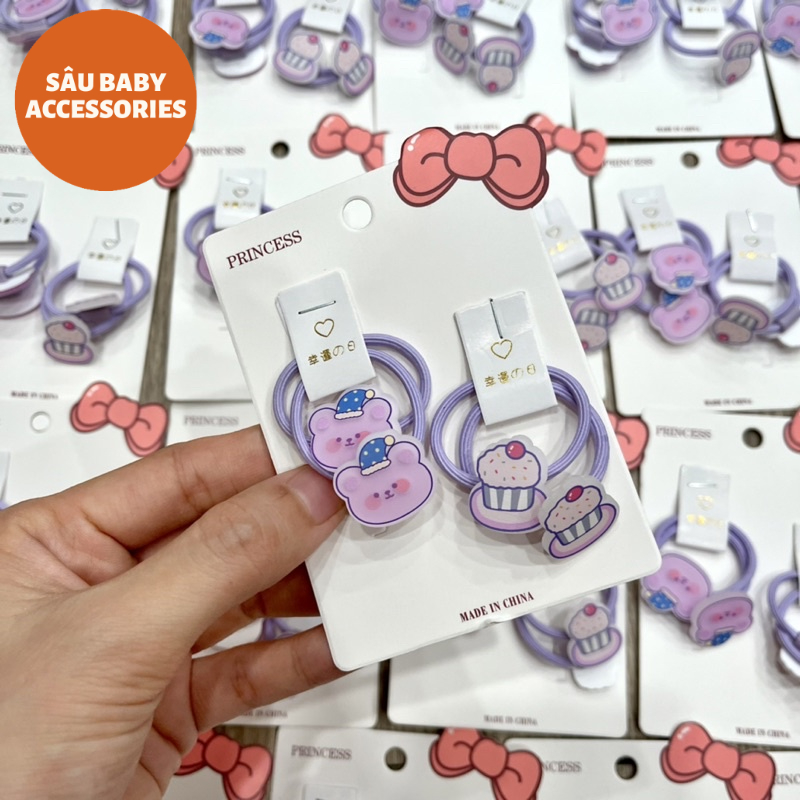 Sét 2 đôi dây chun buộc tóc hình siêu cute cho bé
