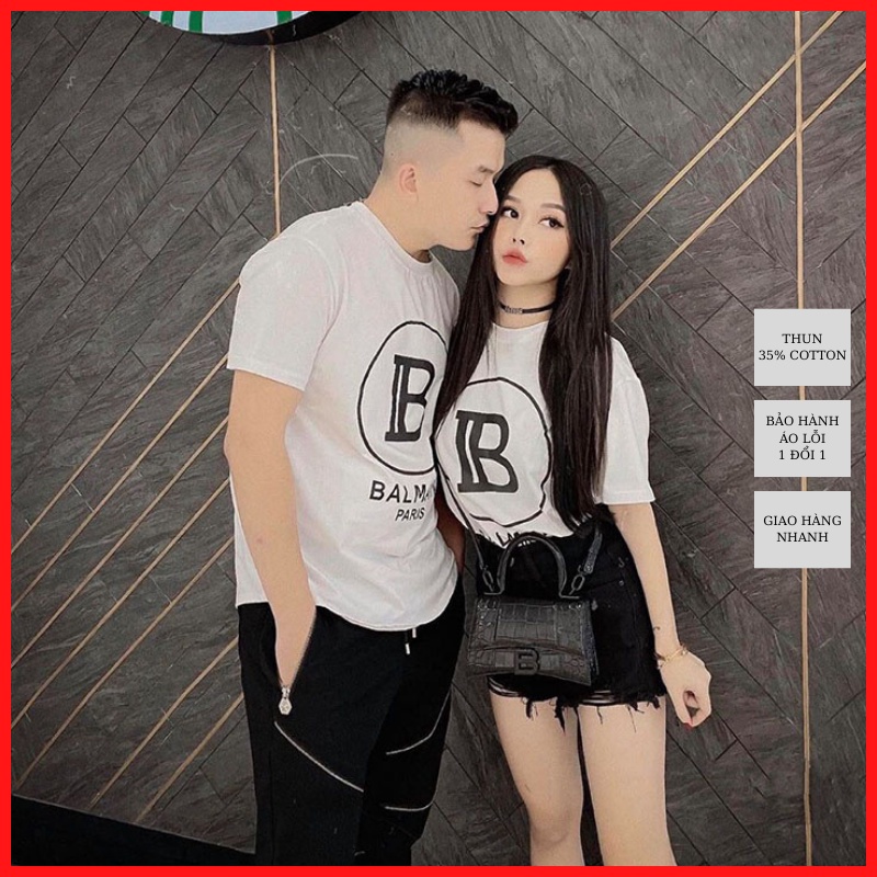 Áo Thun Đôi Tình Nhân Màu Trắng In Chữ IB BALMAIN Local Brand DLX