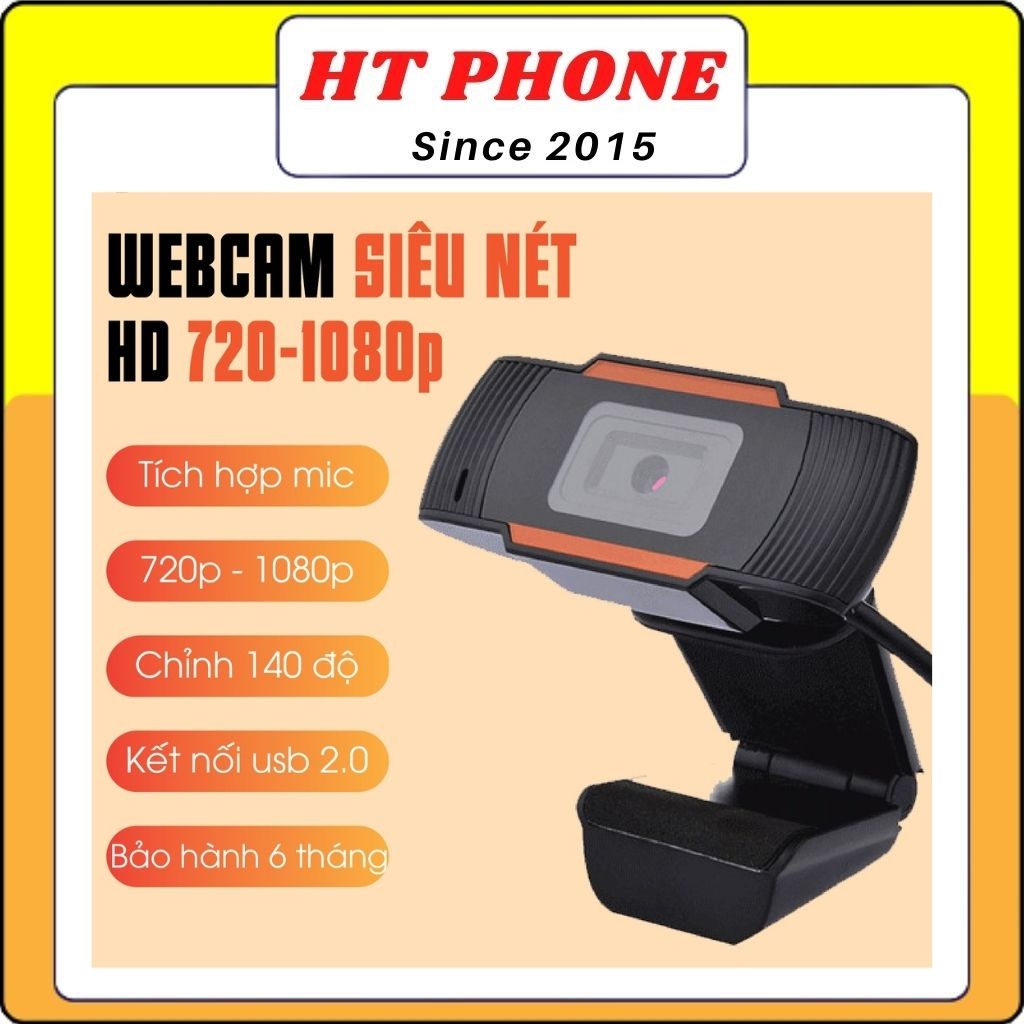 Webcam Máy Tính, Webcam mini Full HD 1080P Có Mic-USB kẹp màn hình, Học Online Qua ZOOM - HT PHONE