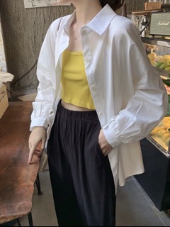 Áo sơ mi 2 túi sườn form rộng oversize