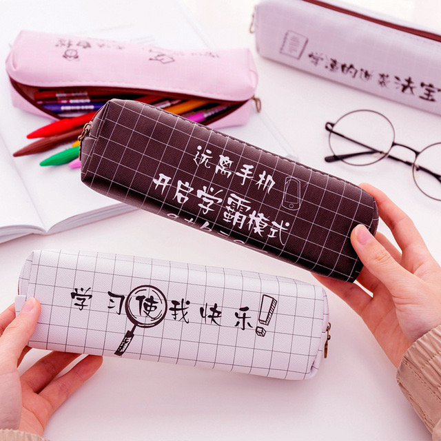 Túi đựng bút bằng vải canvas in họa tiết chữ sáng tạo tiện dụng