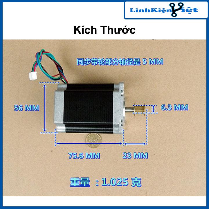 Động cơ bước 1.8 độ kích thước 57x76mm mô-men xoắn cao 1.2Nm