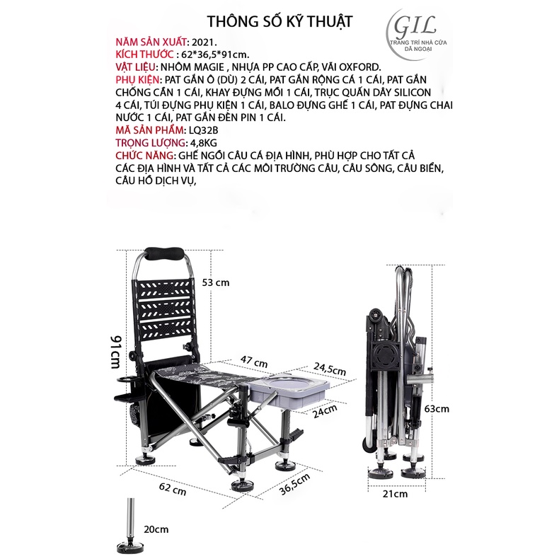 Ghế ngồi câu cá địa hình đa năng 07