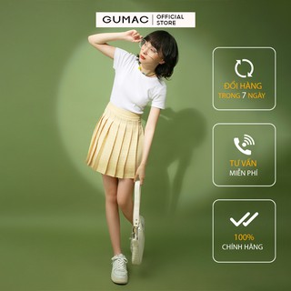 Chân váy nữ xếp ly GUMAC màu vàng, phong cách VB1151