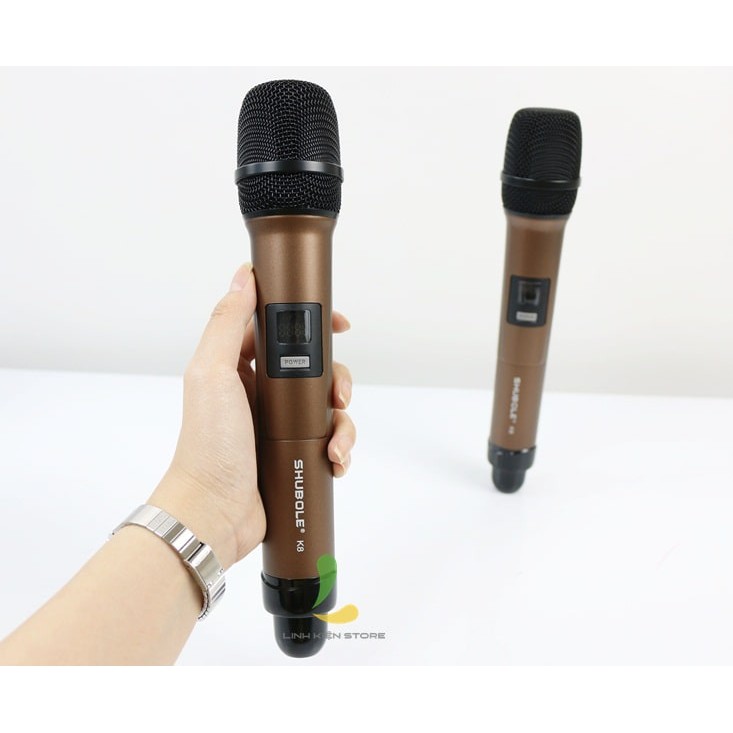 Micro karaoke không dây HUBOLE K8 - chất liệu hộp kim chống hú