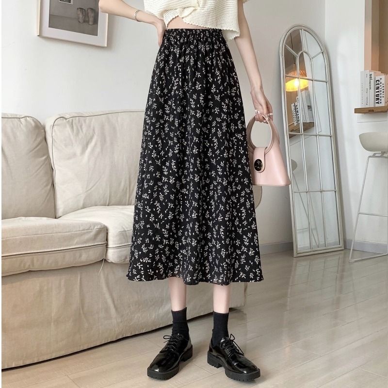 Chân váy hoa nhí vintage dáng dài có lót trong cạp chun phong cách Hàn Quốc - Nhiều màu vải voan mỏng cực xinh | BigBuy360 - bigbuy360.vn