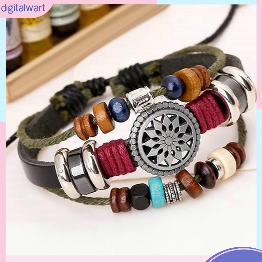 Vòng Tay Da Nhiều Lớp Xâu Hạt Phong Cách Boho