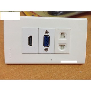 Bộ WallPlate Điện+ HDMI+ VGA lắp âm tường dùng mặt Panasonic