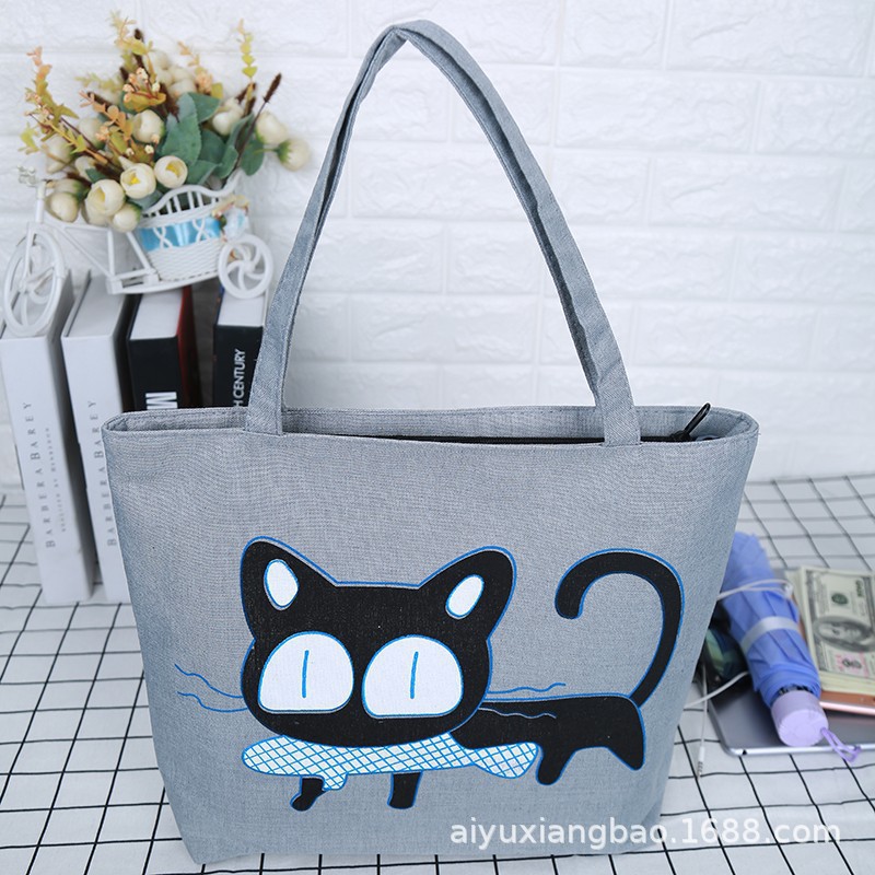 Túi tote 🍓 𝐋𝐎𝐀̣𝐈 𝐈 🍓 Túi Tote canvas có khóa kéo in hình , uzzang unisex đeo vai đi học