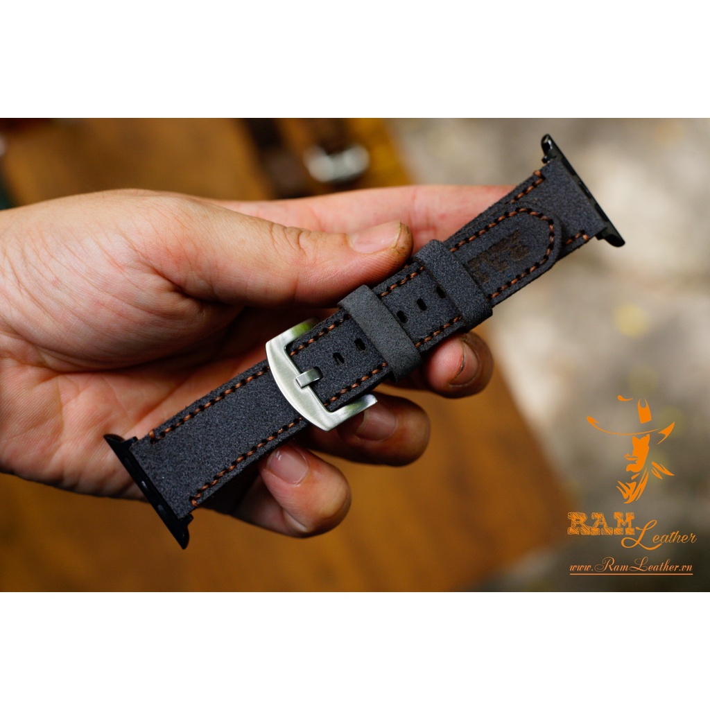 Dây đồng hồ RAM Leather Classic 1965 Gray Wehrmacht - Da bò xám than lục quân Đức .