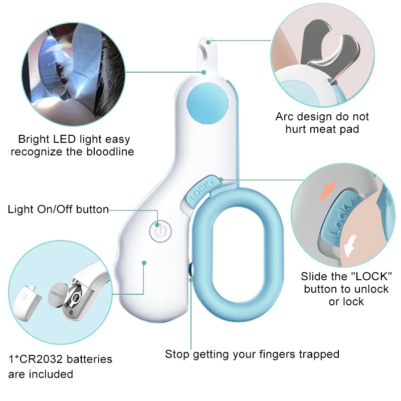 Dụng Cụ Cắt Móng Chân Mèo Có Đèn LED Chuyên Nghiệp Cho Thú Cưng