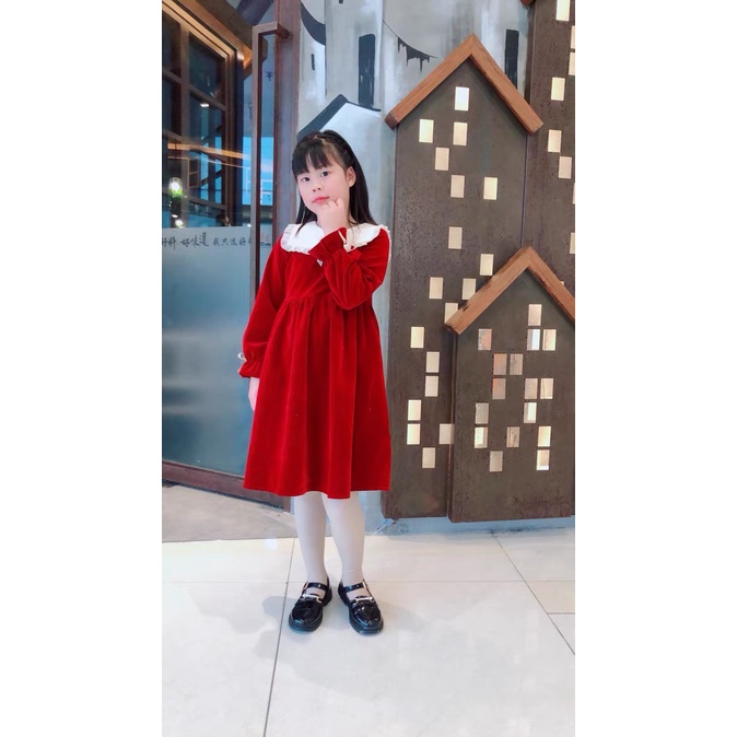 Váy nhung đỏ diện Noel cho bạn lớn 15-35kg XHN822