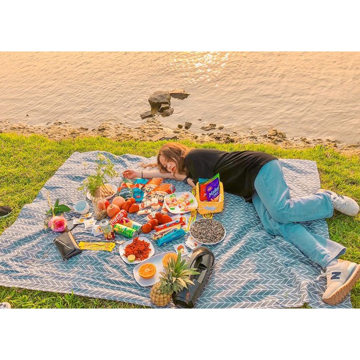 Thảm trải picnic kẻ caro xinh xắn Landecor - background phông nền trải thảm cỏ , chụp ảnh picnic