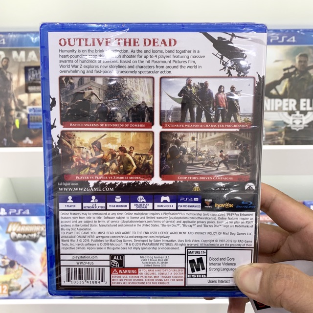 [Freeship toàn quốc từ 50k] Đĩa Game PS4: World War Z - hệ US