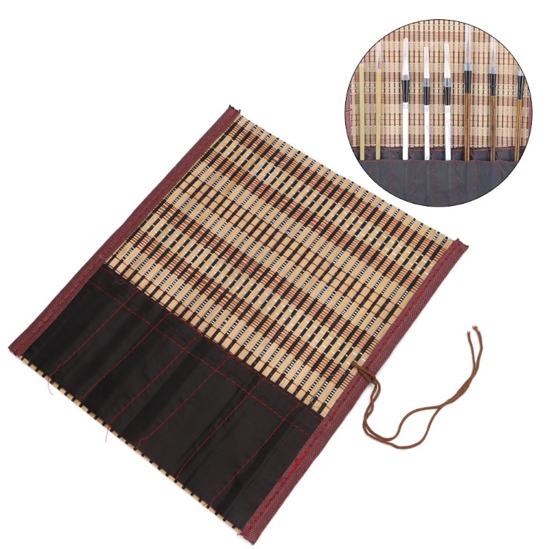 Túi mành tre cuộn đựng bút lông thư pháp cọ vẽ tranh