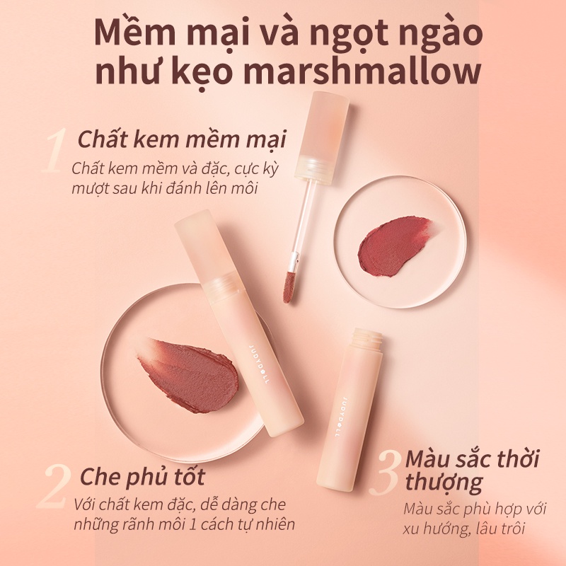 JUDYDOLL Kem Dưỡng Môi Mềm Mờ Lâu Trôi không dính môi Marshmallow Cotton Candy Lip Mud trắng sáng 2.8g