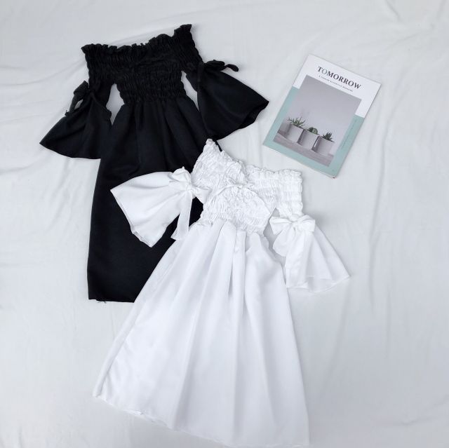 Đầm nhún ngực tay lỡ  dễ thương cho các tiểu thư | BigBuy360 - bigbuy360.vn