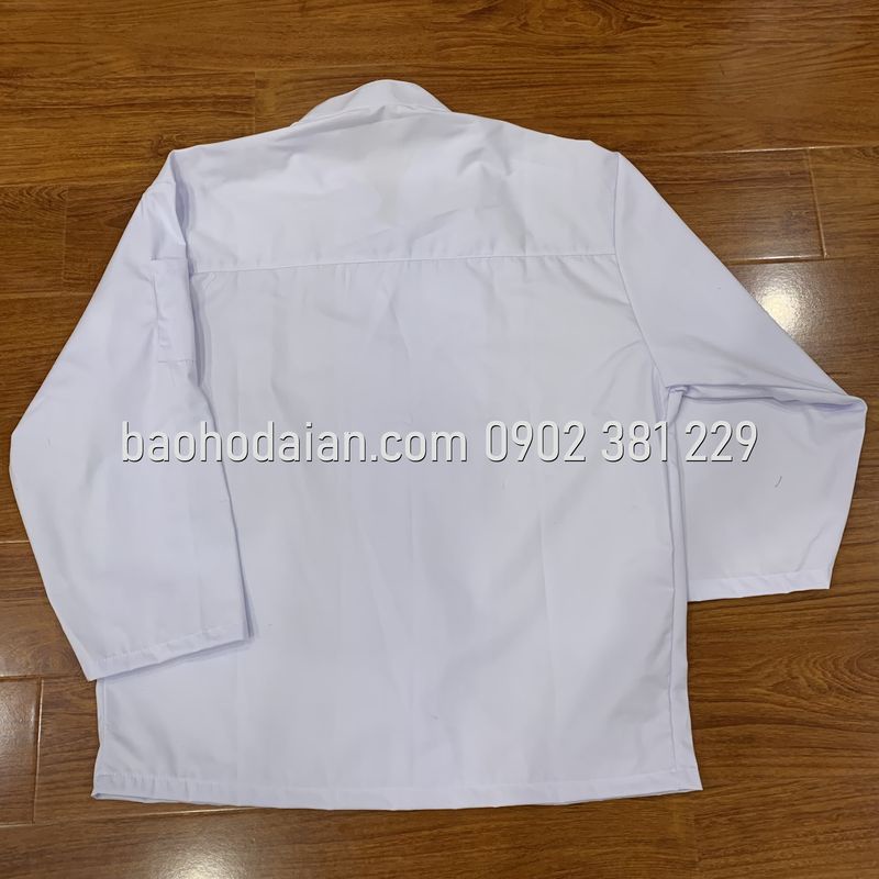 Áo đầu bếp vải kaki màu trắng túi tay cho nam nữ