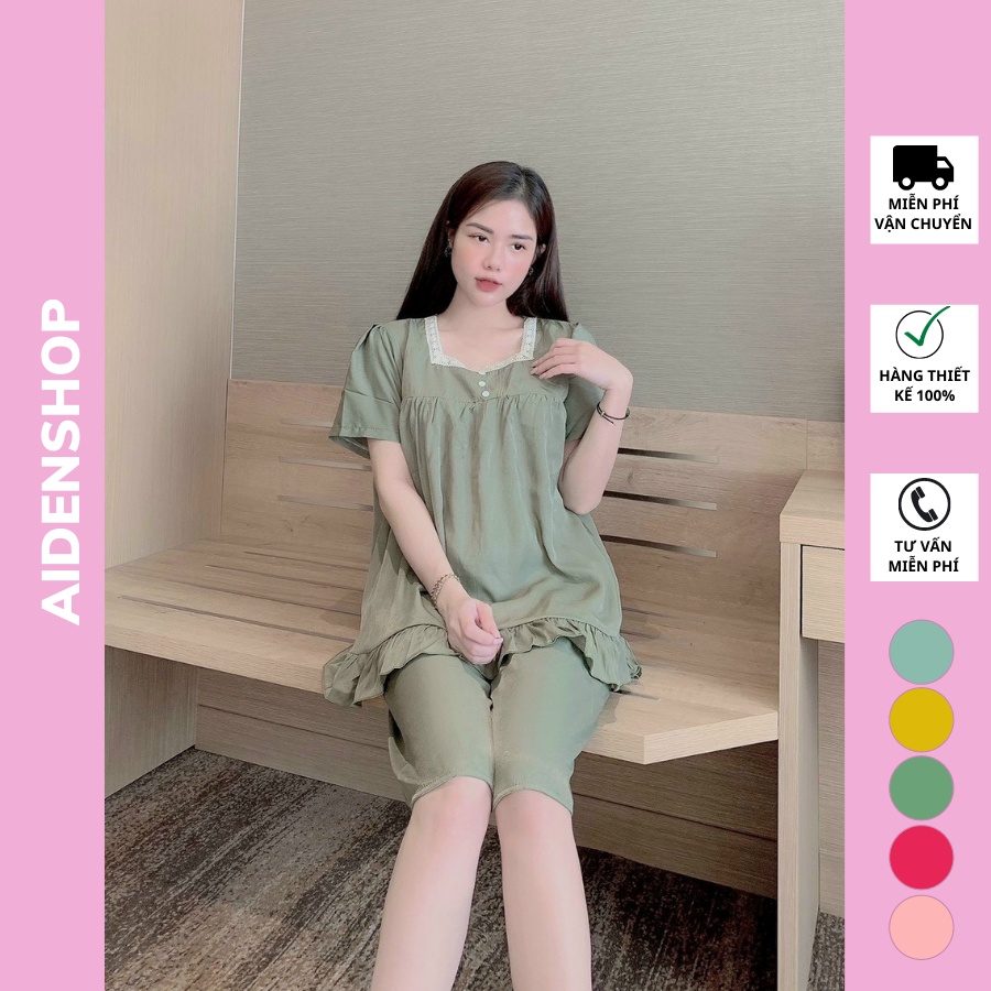 Bộ đồ bầu đẹp Aidenshop đồ bộ bầu mặc nhà quần lửng có chun chỉnh BB1109