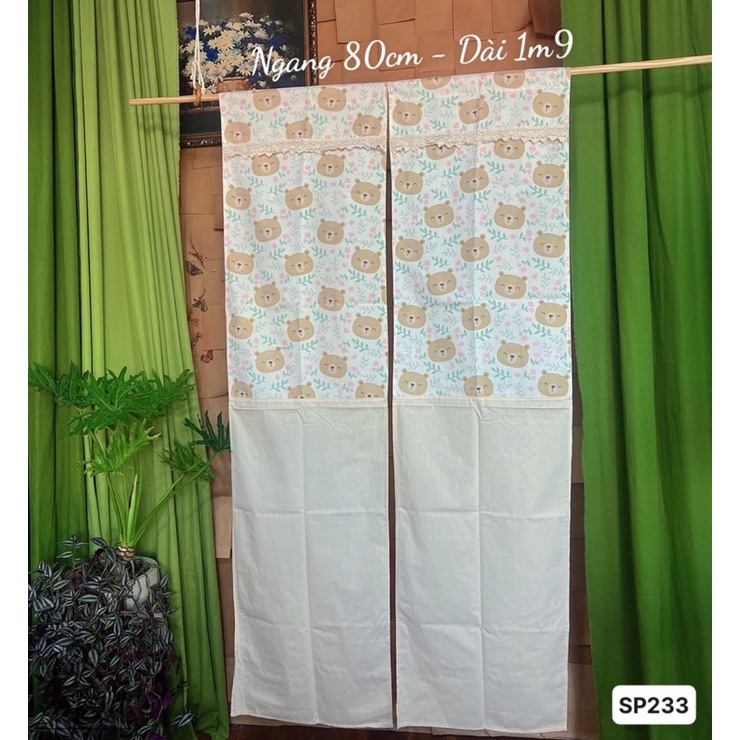 RÈM GẤU PHỐI REN (SP233) Phong cách Vintage,Nhật Bản Trang Trí Cửa Sổ