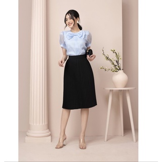 Chân váy xếp ly dài cao cấp dây kéo bên hông váy dài 65cm