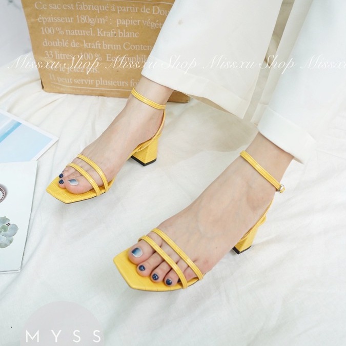 Giày sandal nữ quai ngang mảnh 2 dây gót trụ 5cm thời trang MYSS - SD87