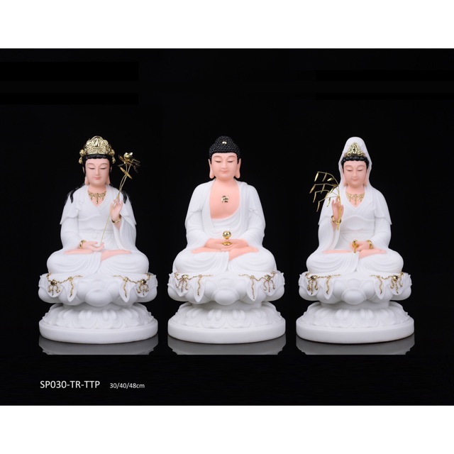 [Ảnh thật+video] Tam Thánh Phật bằng đá cao 30cm - Thích Ca-Quan Âm-Đại Thế Chí