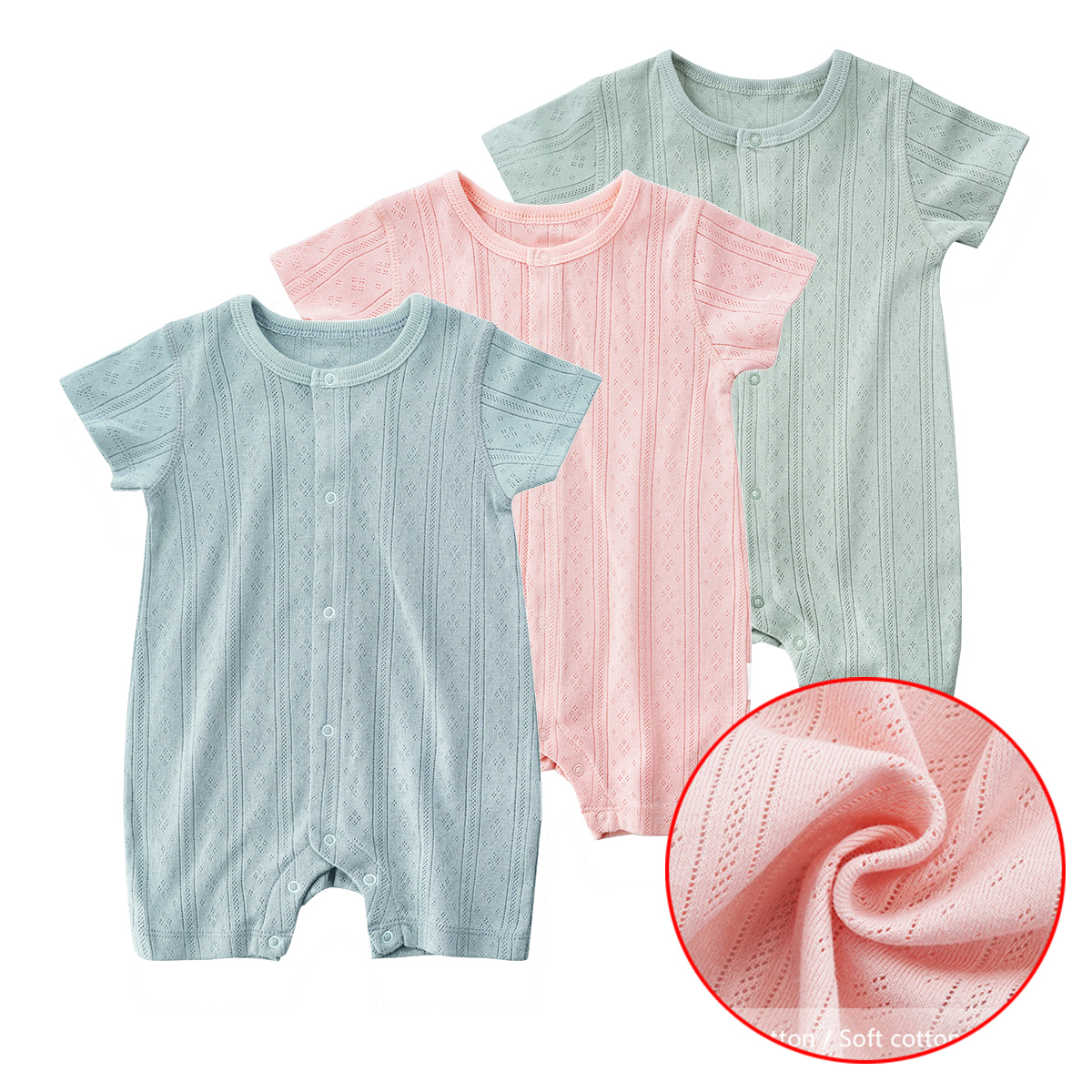 Đồ liền sơ sinh áo liền quần mùa hè ngắn tay bé trai bé gái body cúc vai từ 0-1-2 tuổi 100% cotton