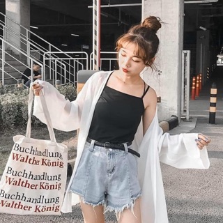 Áo  Kimono Tay Dài / ĐEN - TRẮNG