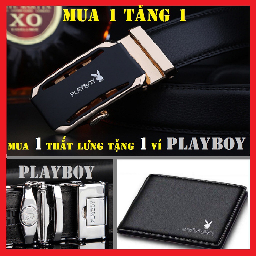 Thắt Lưng Da Nam Cao Cấp TLNF1 ( khóa vàng+bạc)+ Ví Nam Cao Cấp Da Bò Thật PLAYBOY - Dây Nịt Nam Da Bò Chính Hãng PLBF1