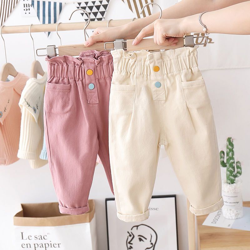 Quần Yếm Lưng Cao Thời Trang Xuân Thu Cho Bé Gái