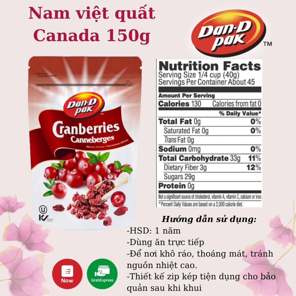 Nam việt quất Canada Dan D Pak 150gr - Cranberry