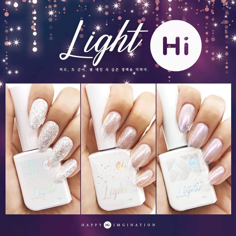 ♻FREESHIP ♻Bộ sản phẩm sơn gel nhũ cao cấp Hàn Quốc Hi gel collection Hi light flash of- on , mắt mèo kim cương