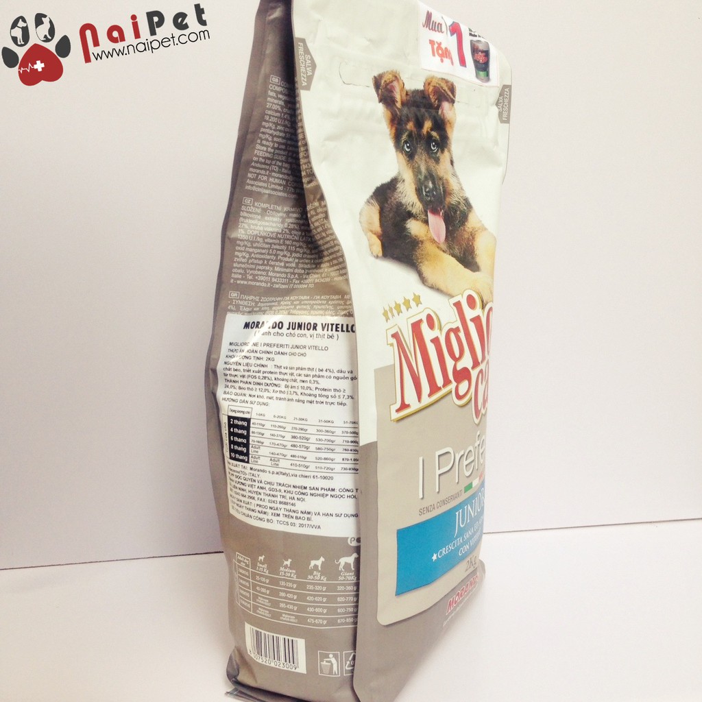 Thức Ăn Hạt Khô Cho Chó Vị Thịt Bê I Preferiti Miglior Cane Morando 2kg