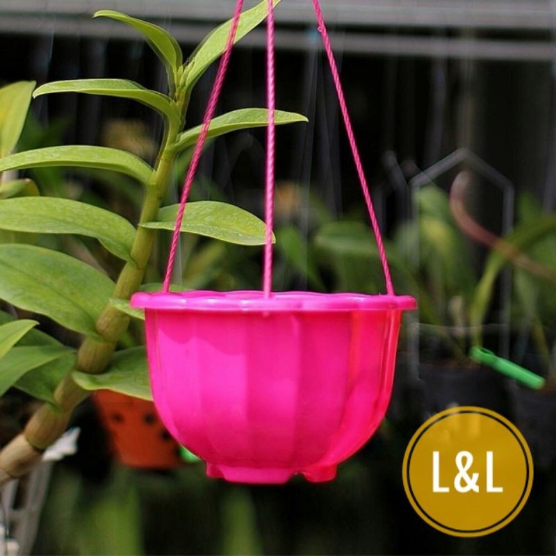 Chậu nhựa treo hình quả bí size 23x16cm trồng cây ban công, nhà hàng, quán cafe, TẶNG KÈM MÓC TREO