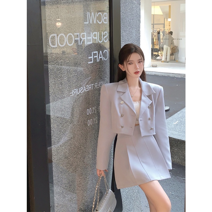 Xiaoxiang Áo Khoác Vest Tay Dài Dáng Ngắn Phong Cách Hàn Quốc Cao Cấp Cho Nữ