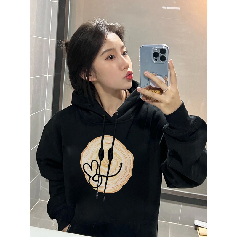 SELVZE Áo khoác hoodie vải cotton in họa tiết retro Mỹ thời trang chất lượng cao cho nữ