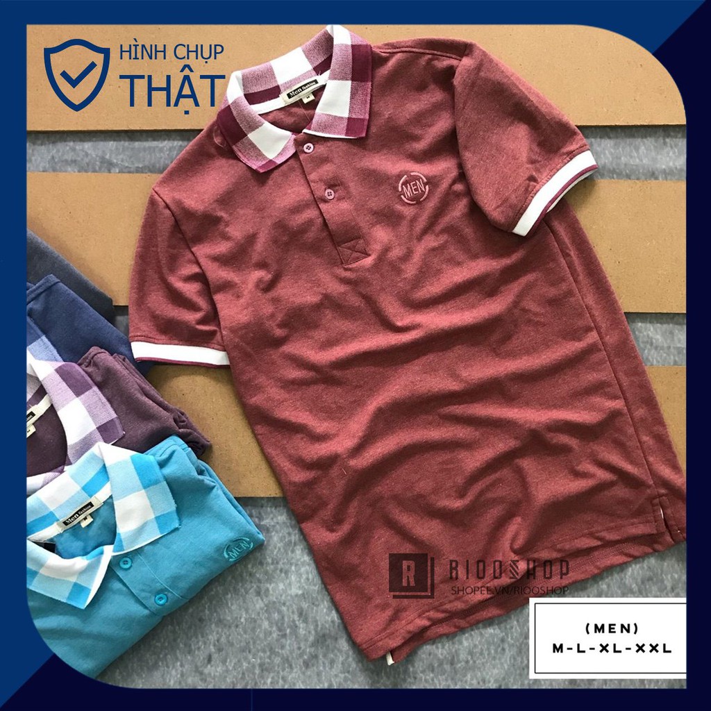 [XẢ KHO] Áo thun nam có cổ phối caro cao cấp mới RSP017