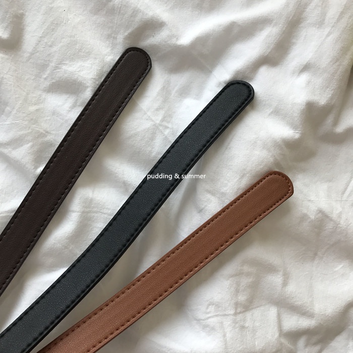 Thắt lưng nam nữ mặt chữ nhật, tròn BROO dây nịt lưng unisex bản nhỏ 2.3cm không lỗ bấm tiện lợi
