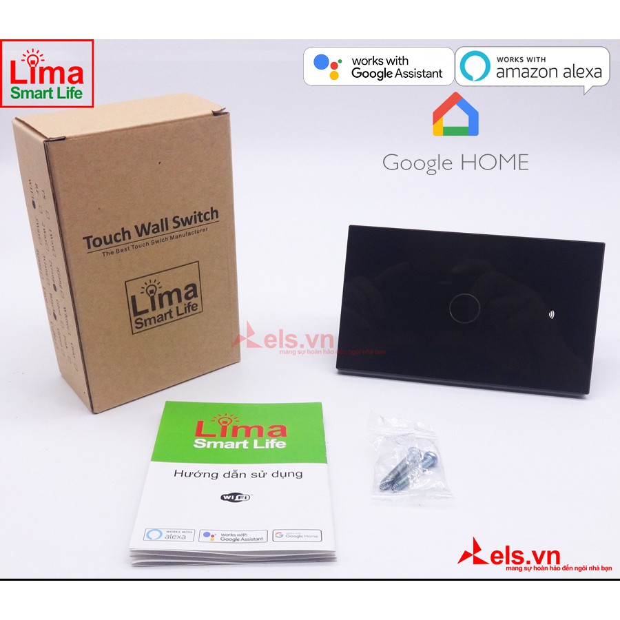 Công tắc thông minh Màu Trắng 1,2,3,4 Nút Lima Smart Life-Điều khiển bằng giọng nói Tiếng Việt với Google Home, Alexa