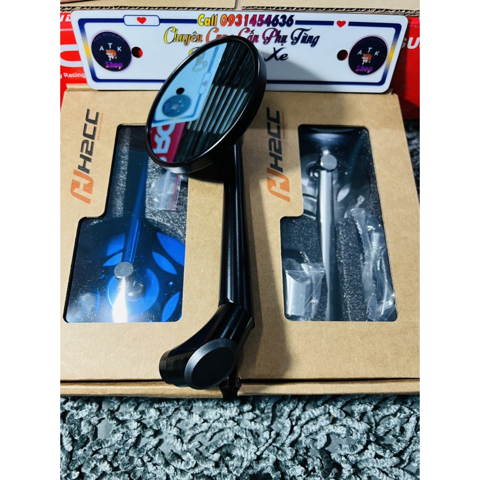 Gương xe máy kính tròn ngôi sao H2C chân bát xéo nâng cấp mới như dòng 744 hàng cnc cao cấp loại 1