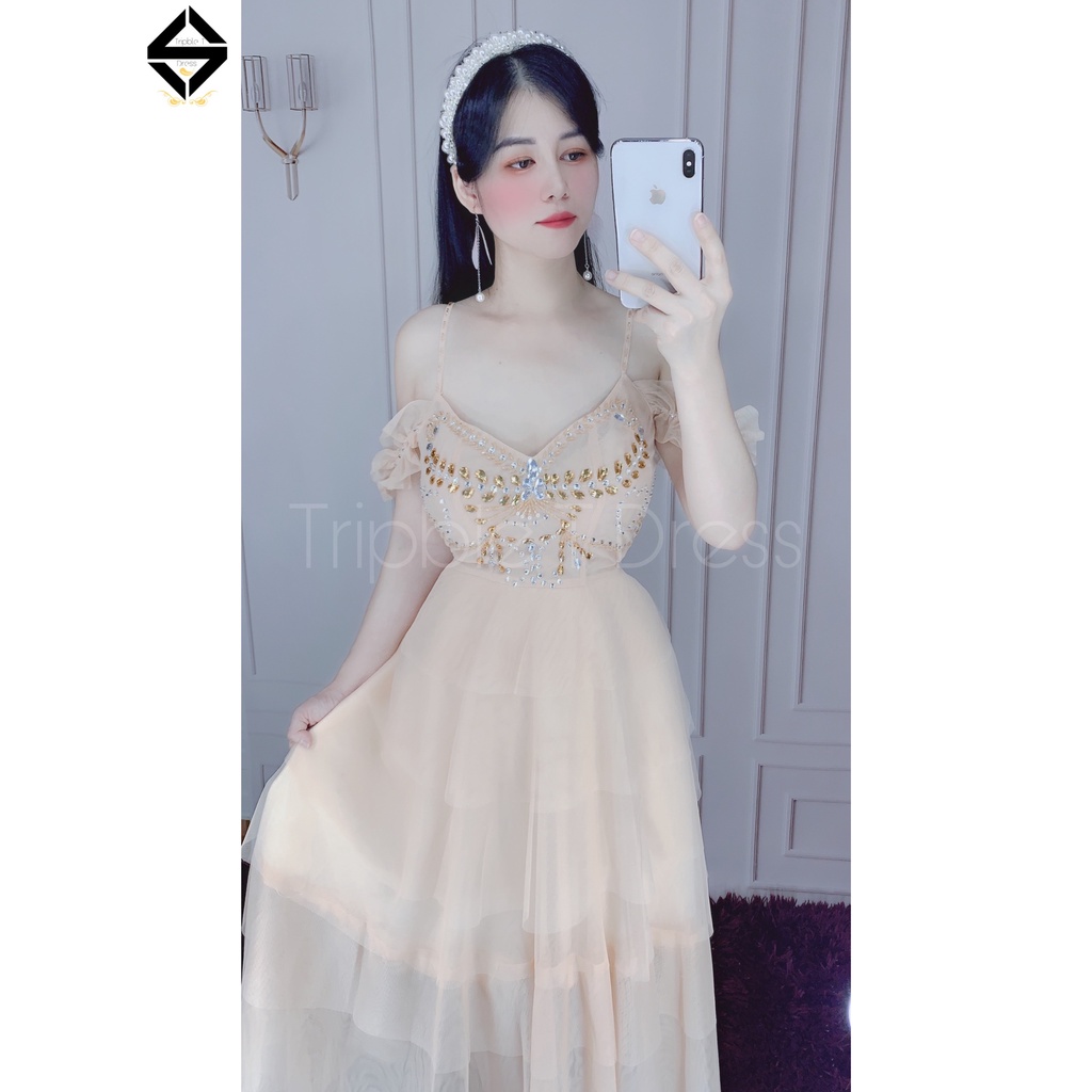 Đầm dự tiệc xếp tầng kết đá pha lê siêu xinh TRIPBLE T DRESS -size M/L - MS300V